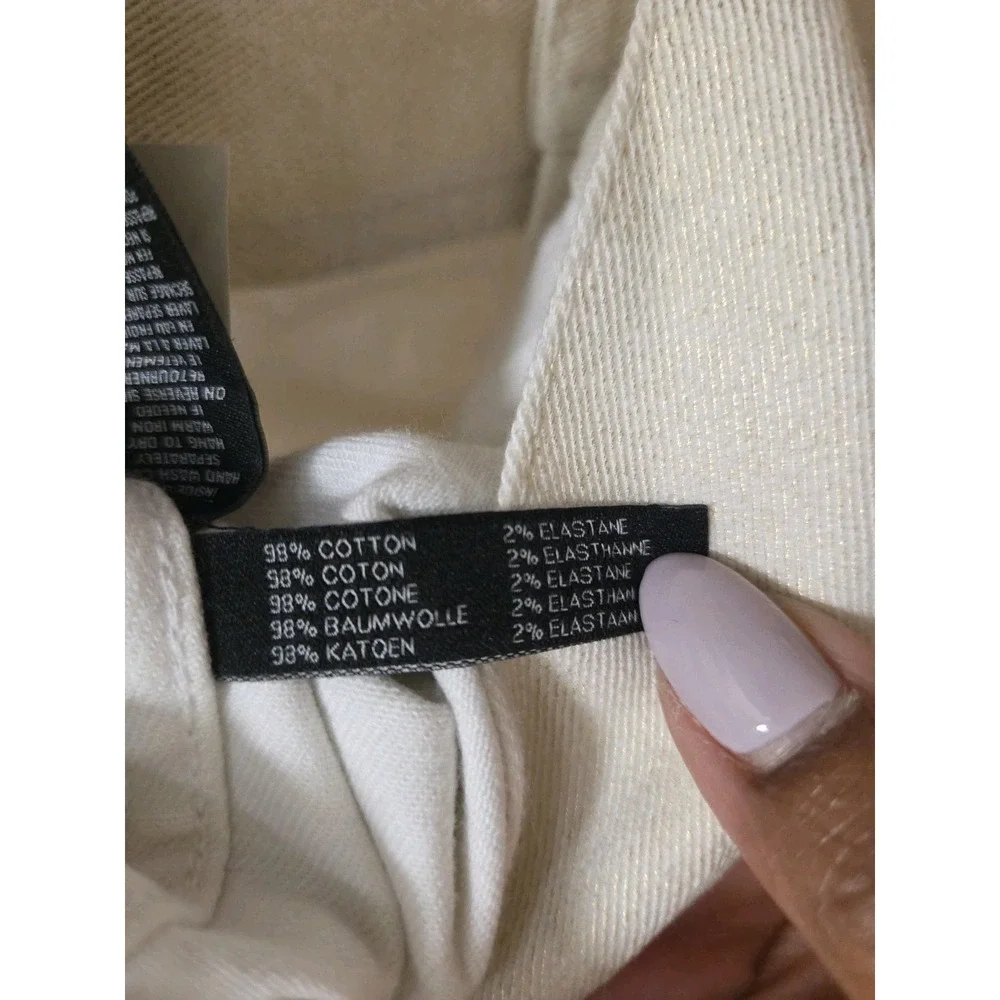 Ralph Lauren Womens Cropped Denim Jacket Cream Ivory Button Front Chic Minimal 8 - Picture 10 of 11